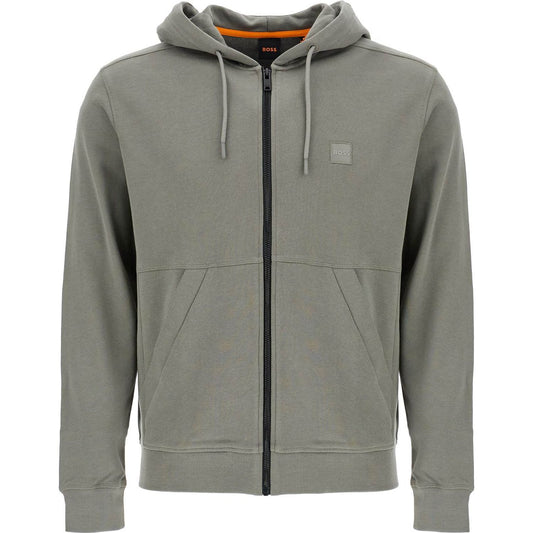 Boss regular fit gray zip-up hoodie