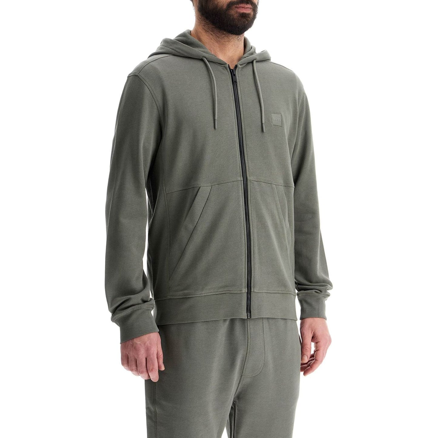 Boss regular fit gray zip-up hoodie Topwear Boss