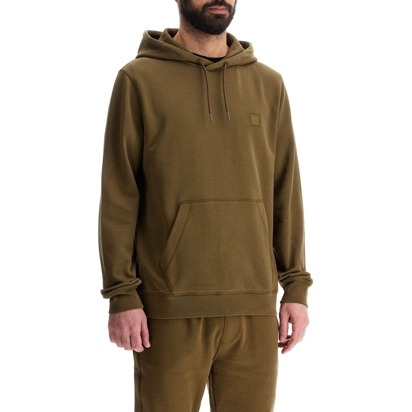 Boss green zip-up hoodie with kangaroo pocket cotton Topwear Boss