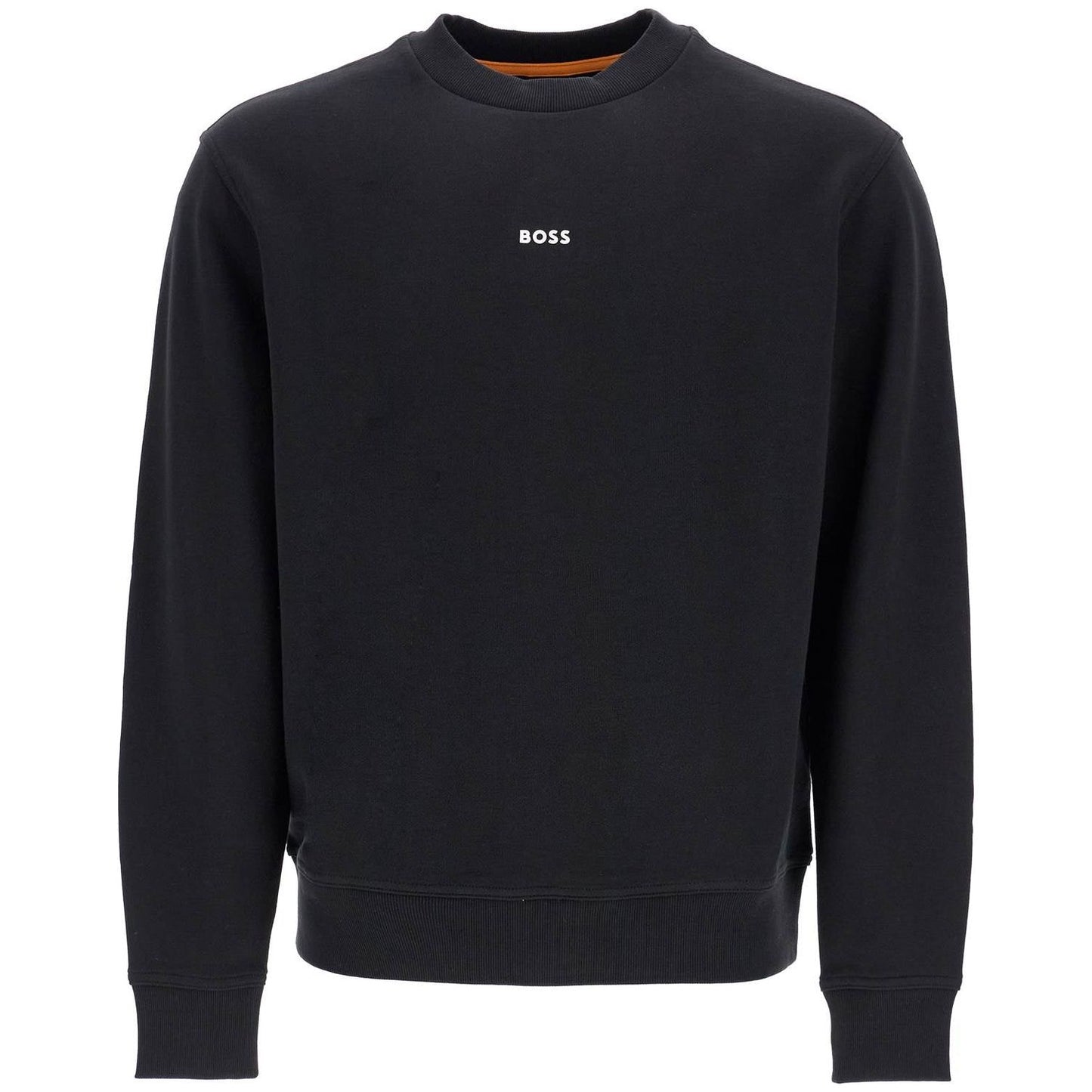 Boss men's black cotton sweatshirt with long sleeves and round neck Topwear Boss