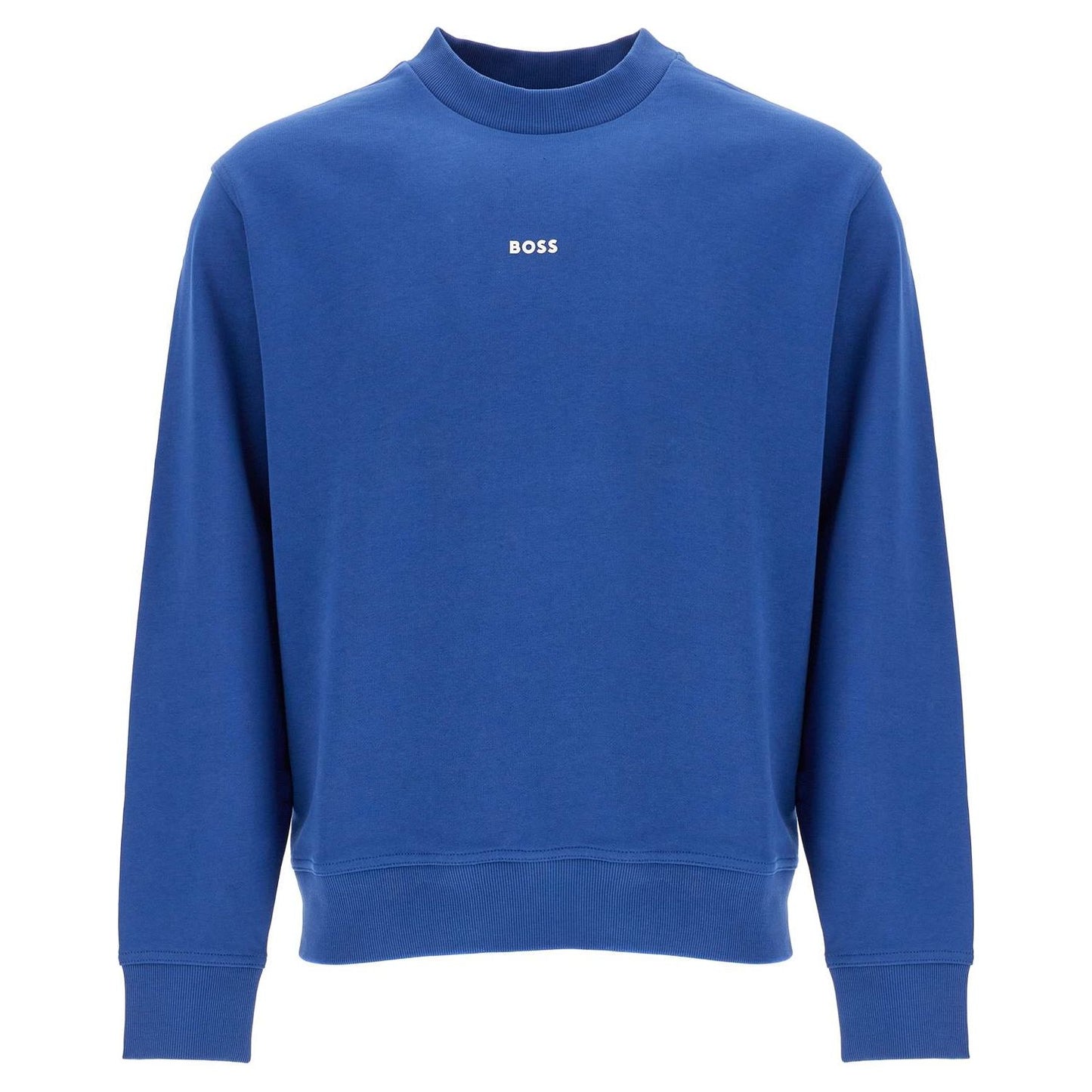 Boss men's crew neck cotton sweatshirt blue long sleeves Topwear Boss