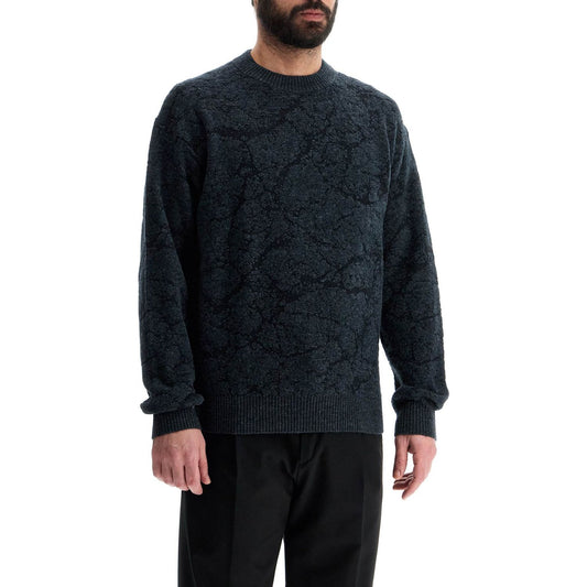 Boss men's black wool sweater with wide neck regular fit Knitwear Boss