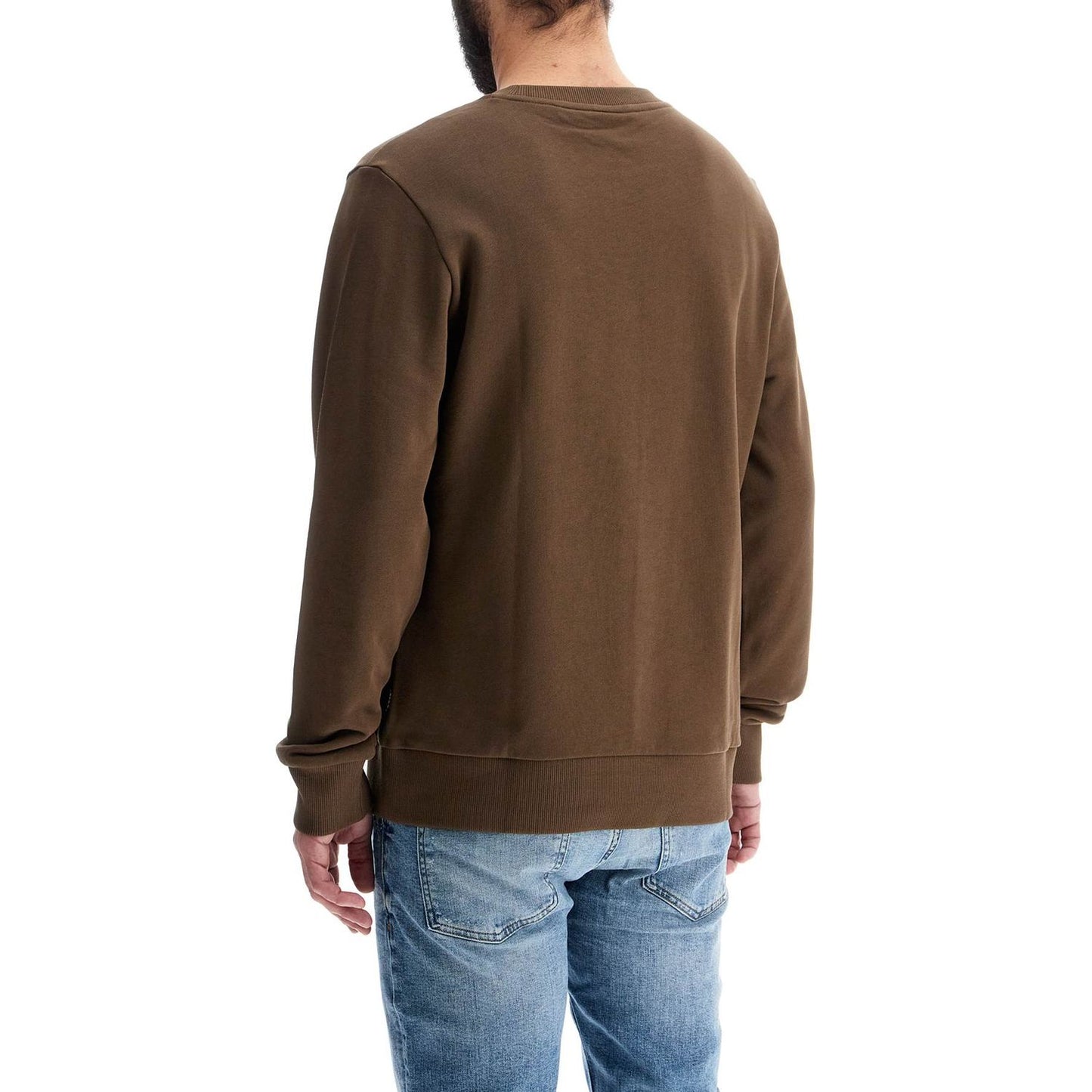 Boss men's long sleeve crew neck cotton sweatshirt in green Topwear Boss