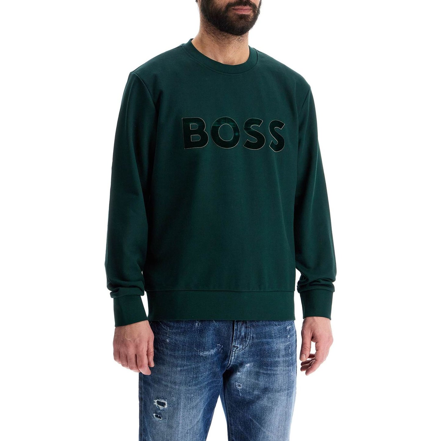 Boss green crew neck cotton sweatshirt with long sleeves Topwear Boss