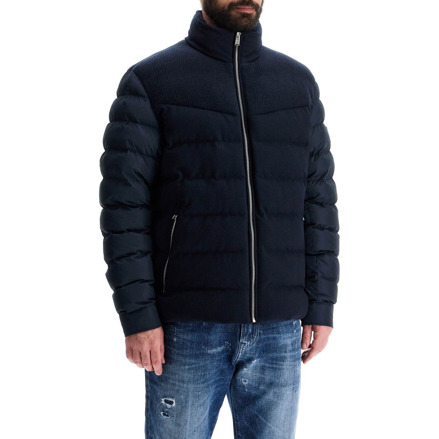 Boss dark blue high collar padded coat h-clanello Jackets Boss