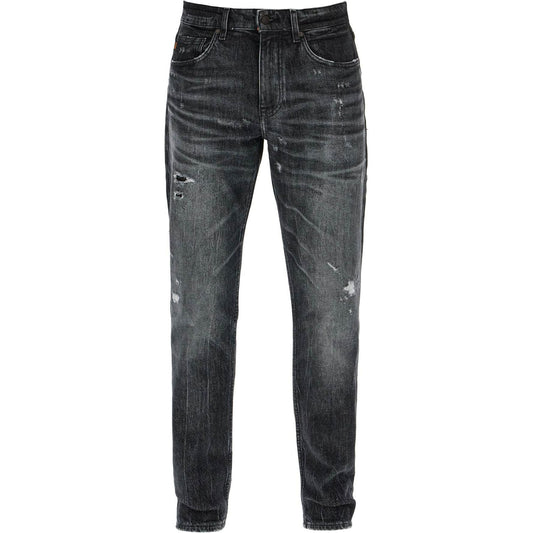 Boss regular taper jeans mid rise charcoal cotton elastane