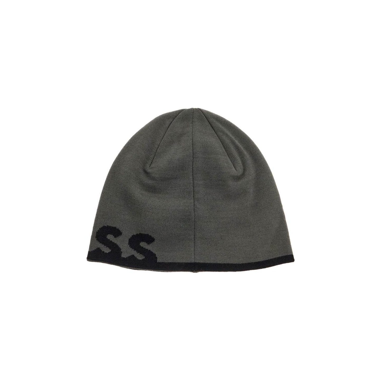 Boss elegant dark gray wool and acrylic beanie with contrasting logo Scarves Hats & Gloves Boss