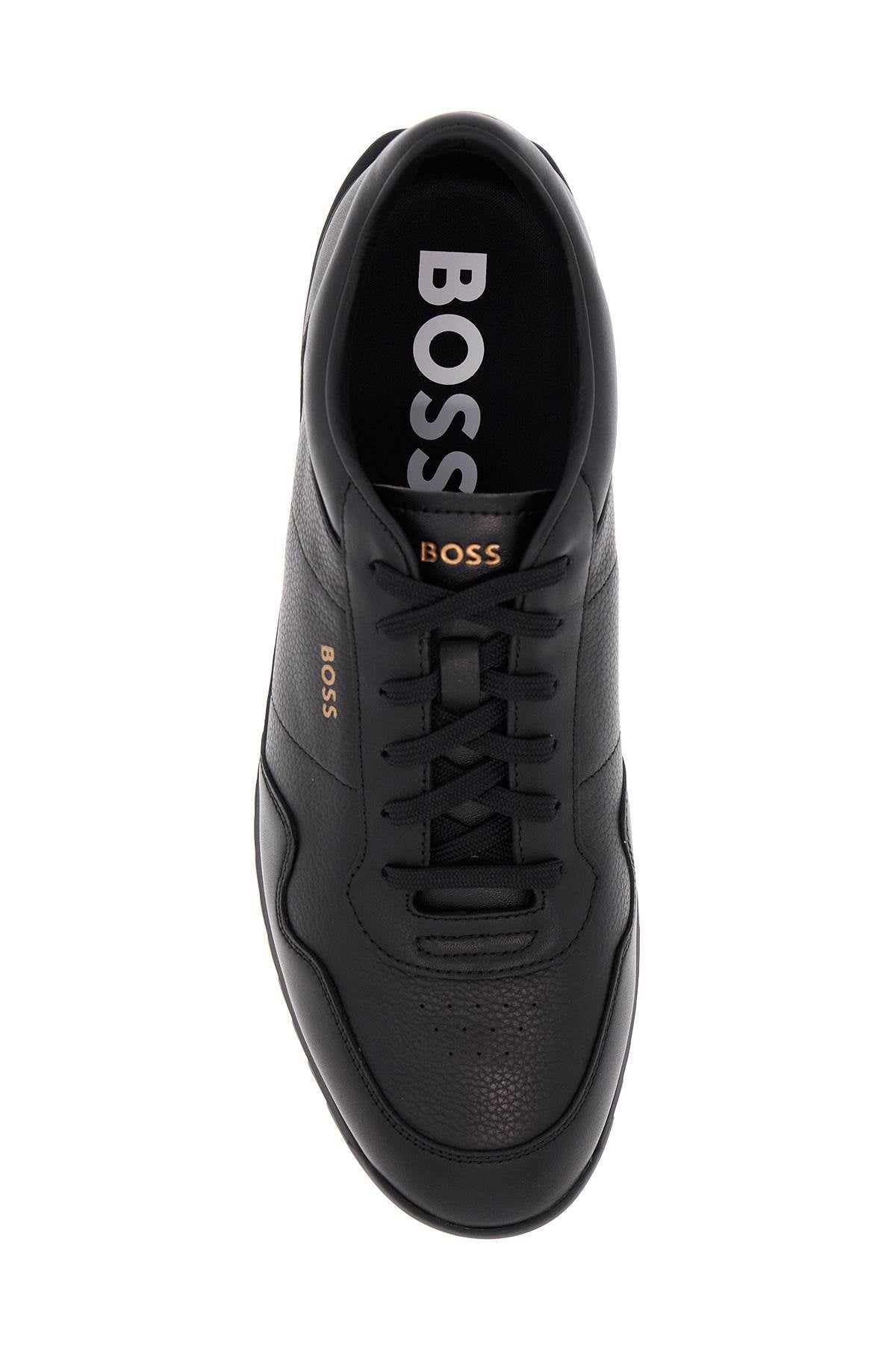 Boss men's black leather minimalist sneakers zayn_lowp_lttb Sneakers Boss