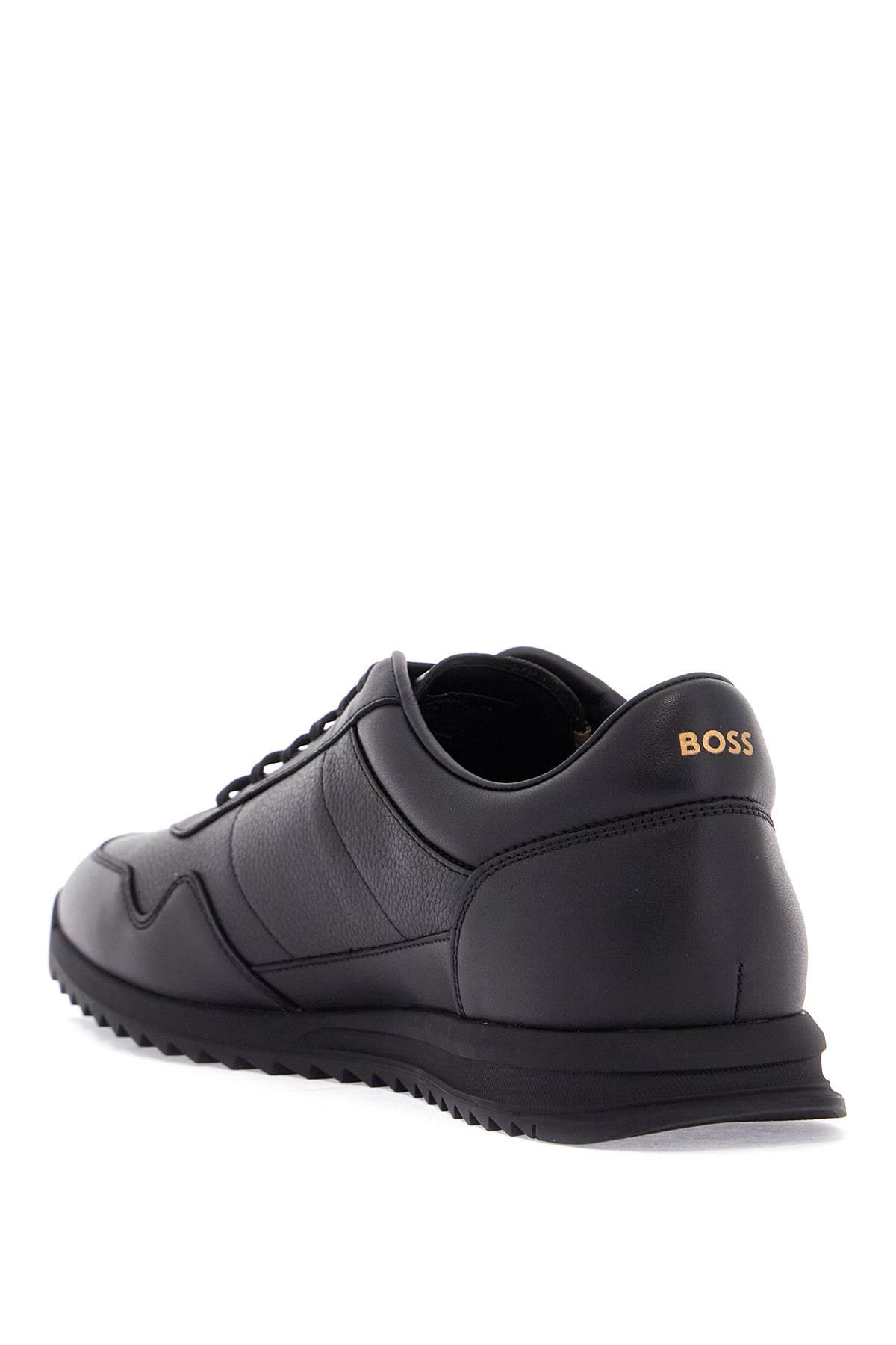 Boss men's black leather minimalist sneakers zayn_lowp_lttb Sneakers Boss