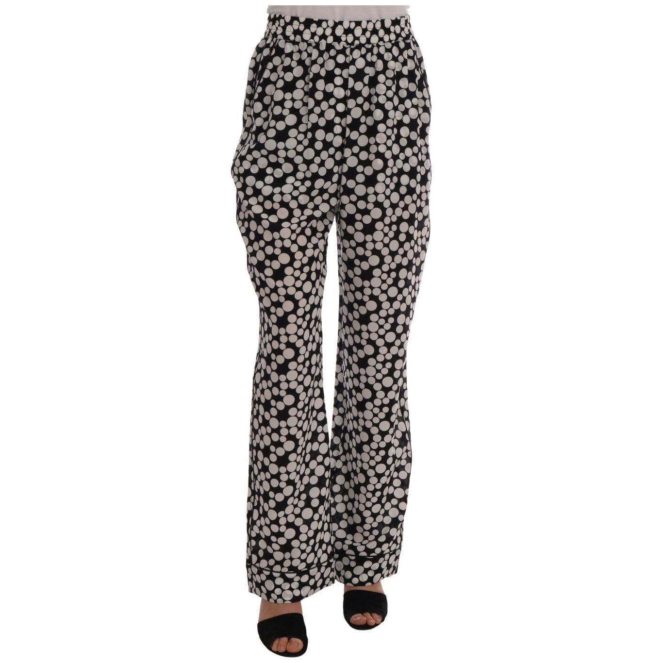 Dolce & Gabbana Elegant Polka Dot Silk High-Waist Pants Jeans & Pants Dolce & Gabbana