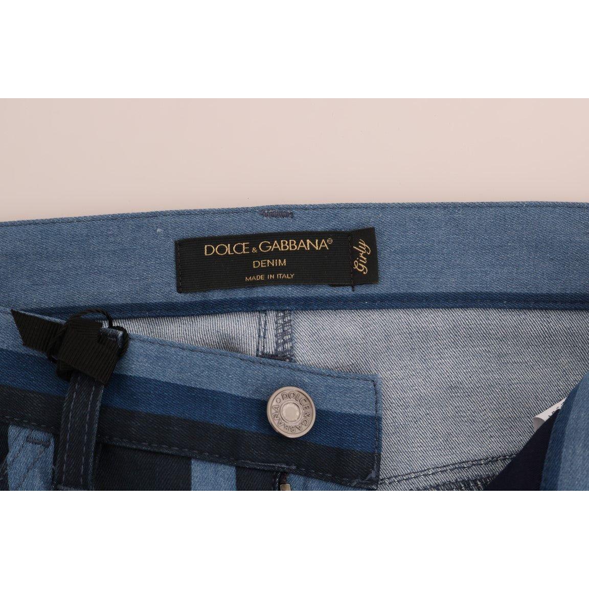 Dolce & Gabbana Blue GIRLY Striped Cotton Jeans