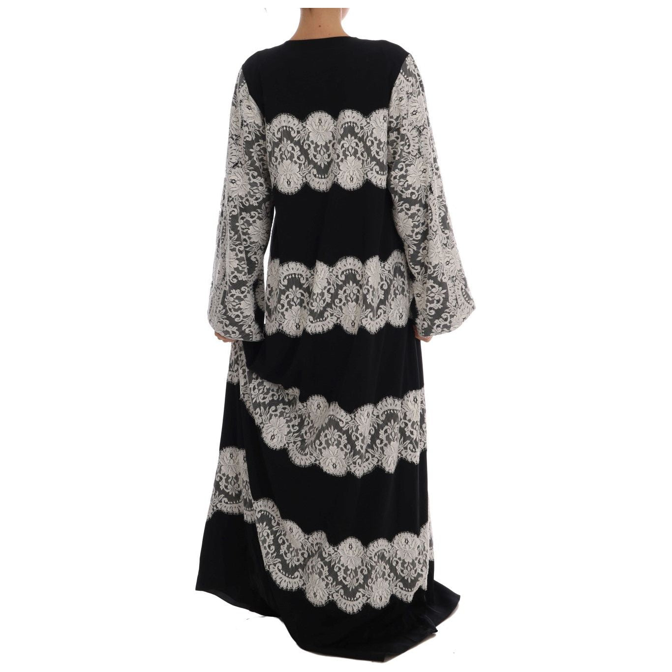 Dolce & Gabbana Elegant Silk Floral Lace Kaftan Maxi Dress Dolce & Gabbana