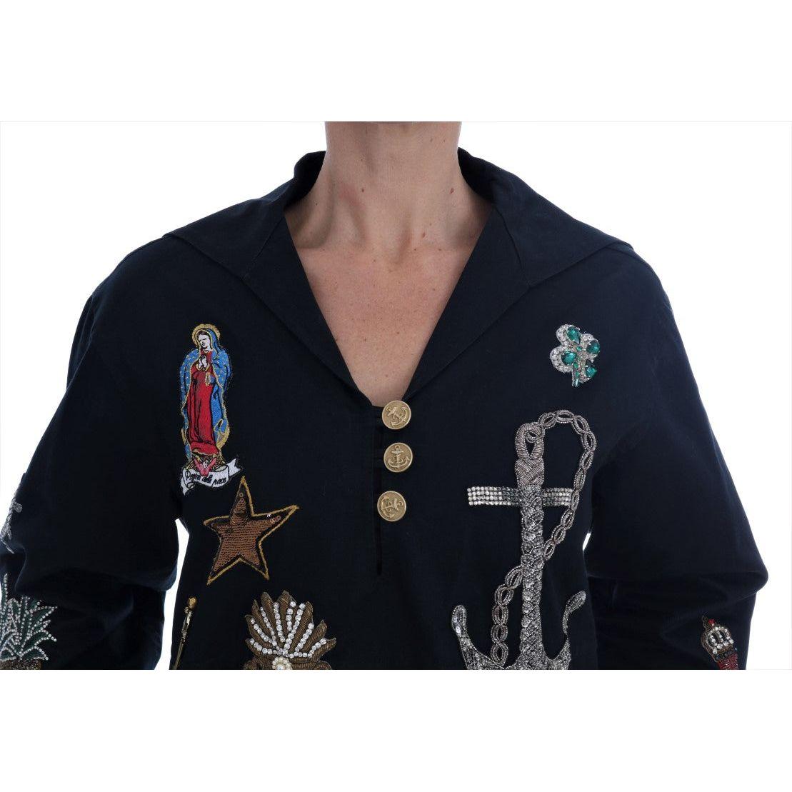 Dolce & Gabbana Enchanted Blue Crystal Embroidered Coat Dolce & Gabbana