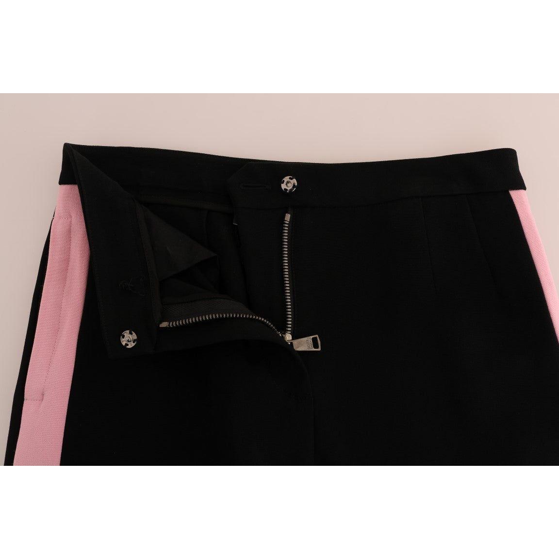 Dolce & Gabbana Chic Black Capri Pants with Pink Side Stripes Jeans & Pants Dolce & Gabbana