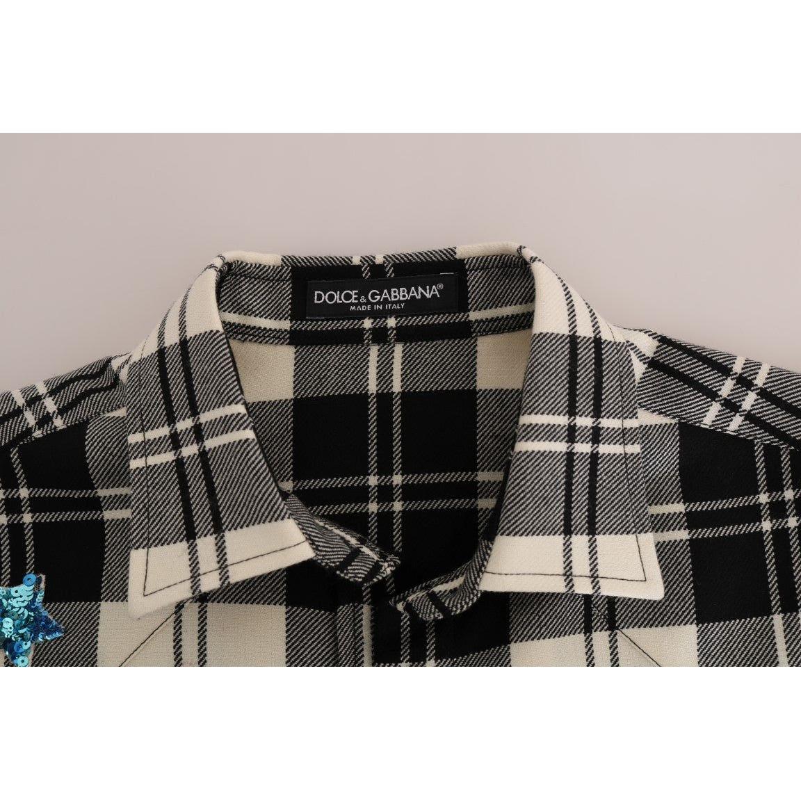 Dolce & Gabbana Enchanted Sequin Checkered Wool Shirt Dolce & Gabbana