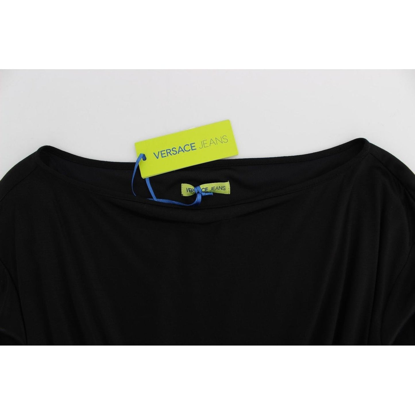 Versace Jeans Black Modal Silk Shift Knee Dress