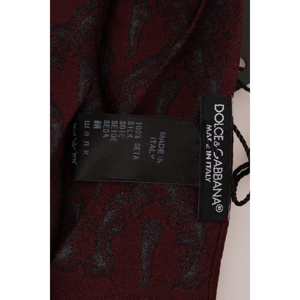 Dolce & Gabbana Bordeaux Silk Crown Chili Scarf Silk Scarves