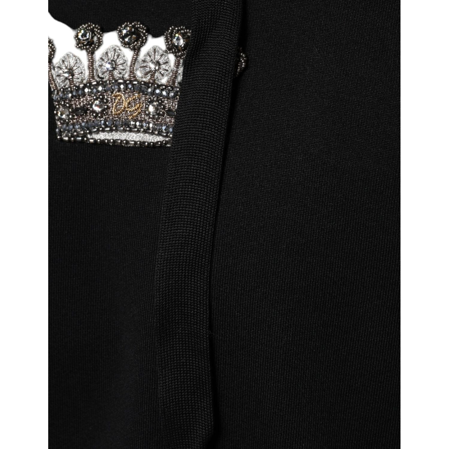 Dolce & Gabbana Black Crown Cotton Hooded Sweatshirt Sweater