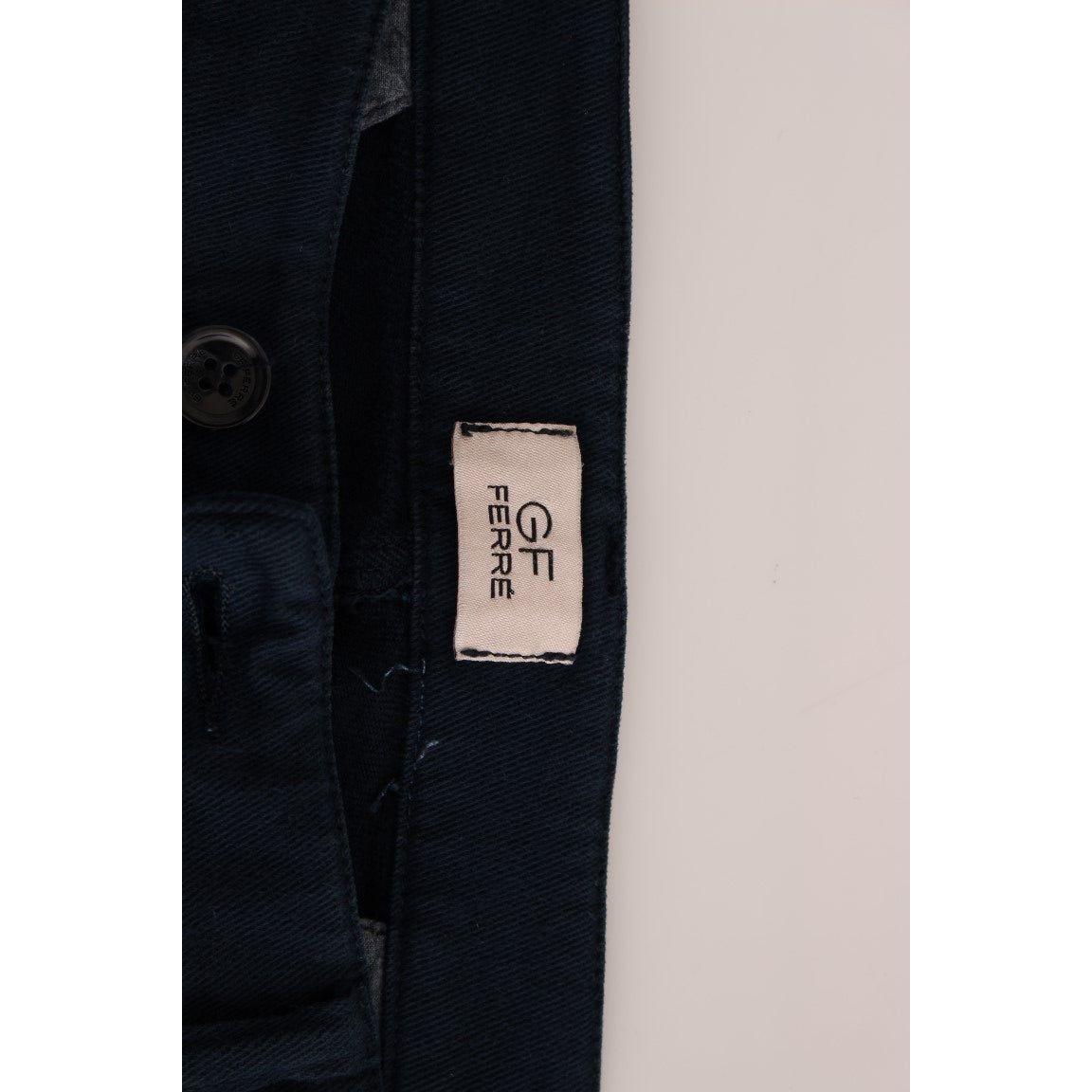 GF Ferre Elegant Blue Cotton Stretch Chinos GF Ferre