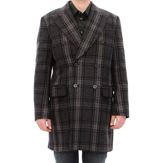 Dolce & Gabbana Gray Double Breasted Coat Jacket