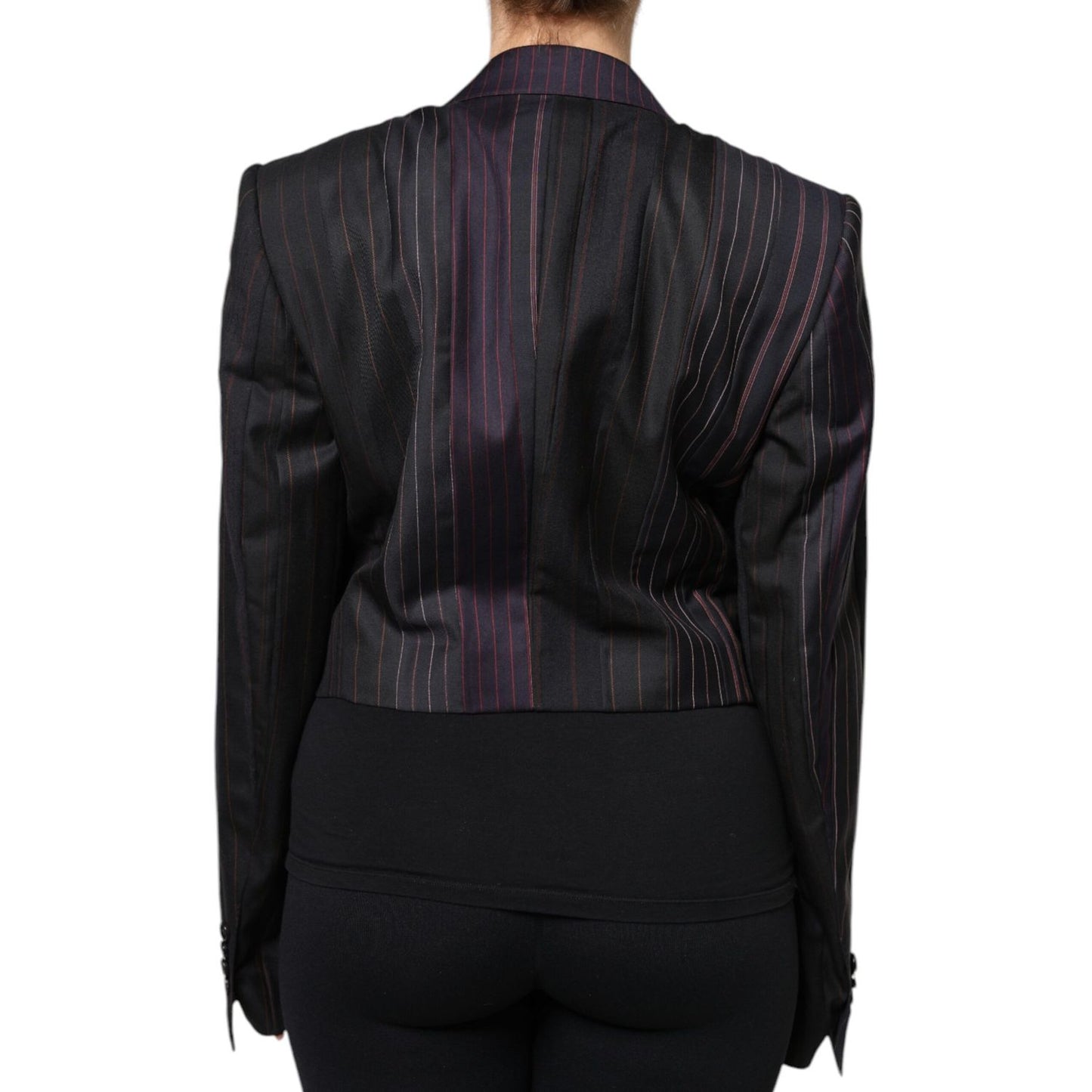 Dolce & Gabbana Multicolor Stripes Wool Cropped Blazer Coat Jacket