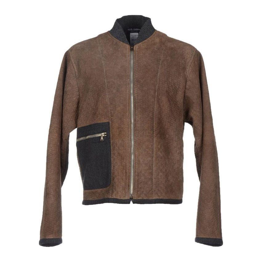 Dolce & Gabbana Elegant Leather & Wool Blend Jacket Coats & Jackets Dolce & Gabbana