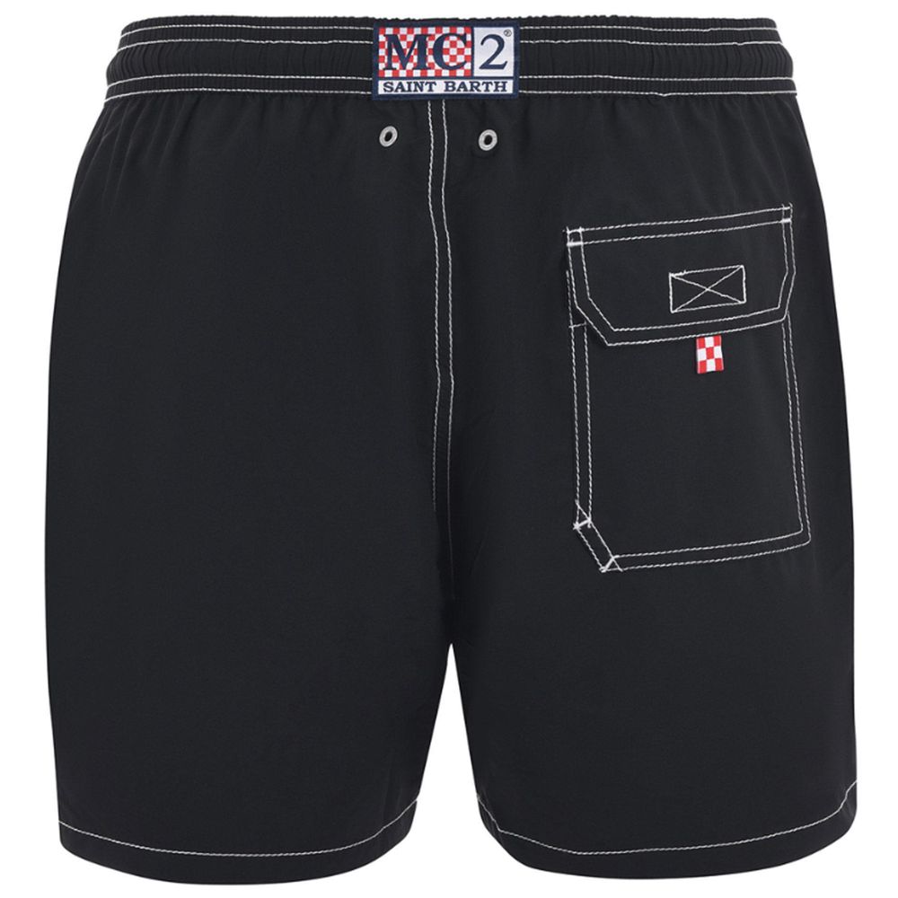 MC2 Saint Barth Black Polyester Men Swim Trunk MC2 Saint Barth