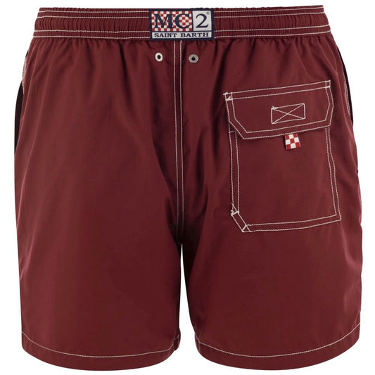 MC2 Saint Barth Red Polyester Men's Swim Trunk MC2 Saint Barth