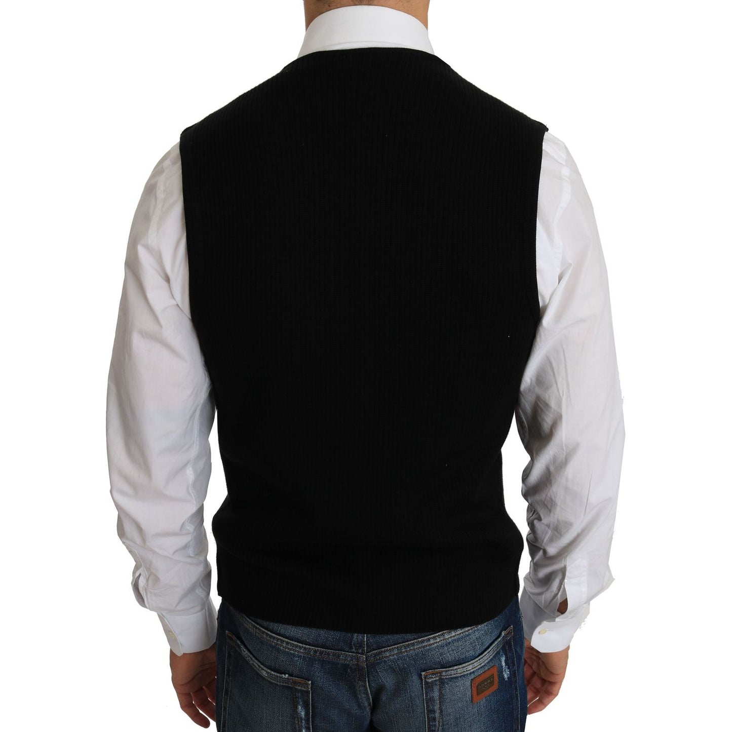 Dolce & Gabbana Sleek Black Cotton Formal Vest Dolce & Gabbana