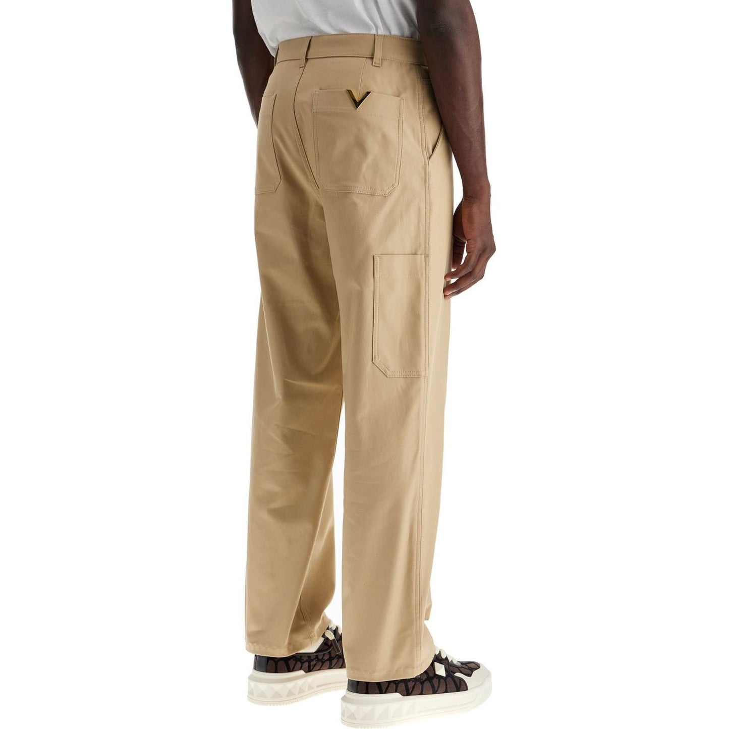 Valentino Garavani stretch canvas cargo pants for men. Trousers Valentino Garavani