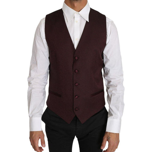 Dolce & Gabbana Purple Pattern Wool Silk Waistcoat Vest
