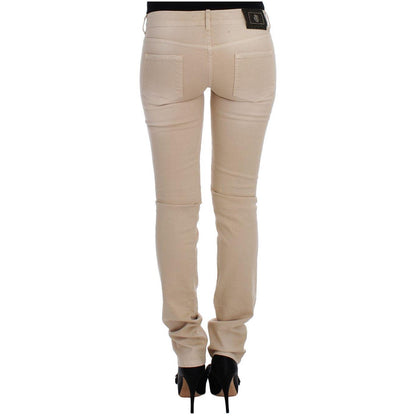Cavalli Beige Wash Slim Fit Cotton Stretch Jeans