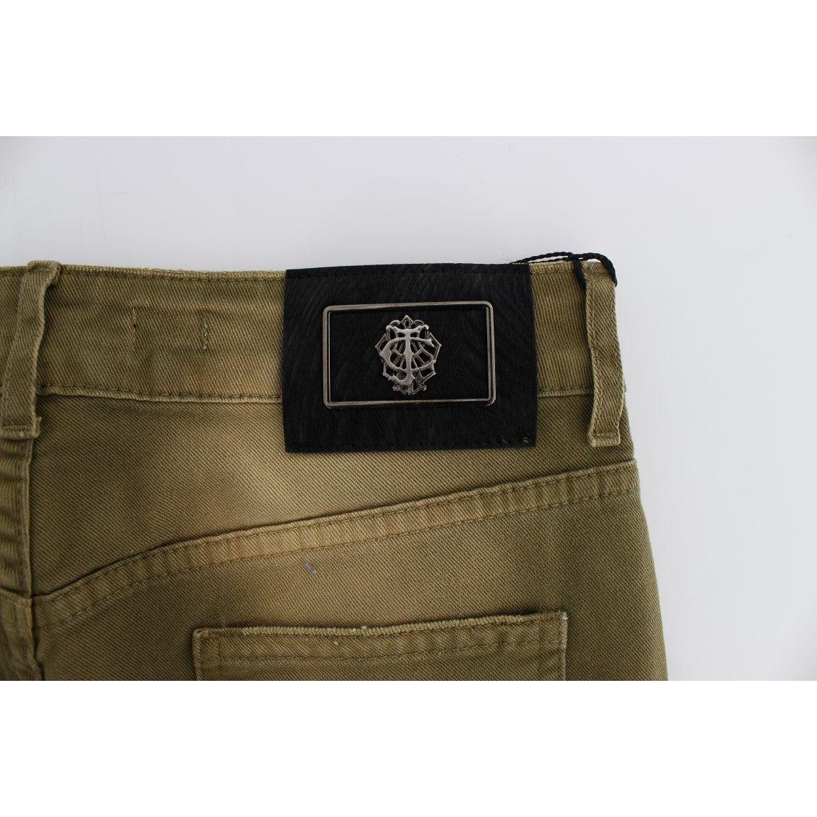 Cavalli Green Slim Fit Cotton Stretch Jeans Cavalli