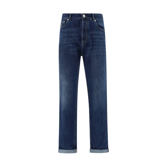 Brunello Cucinelli Blue Cotton Straight-Leg Jeans