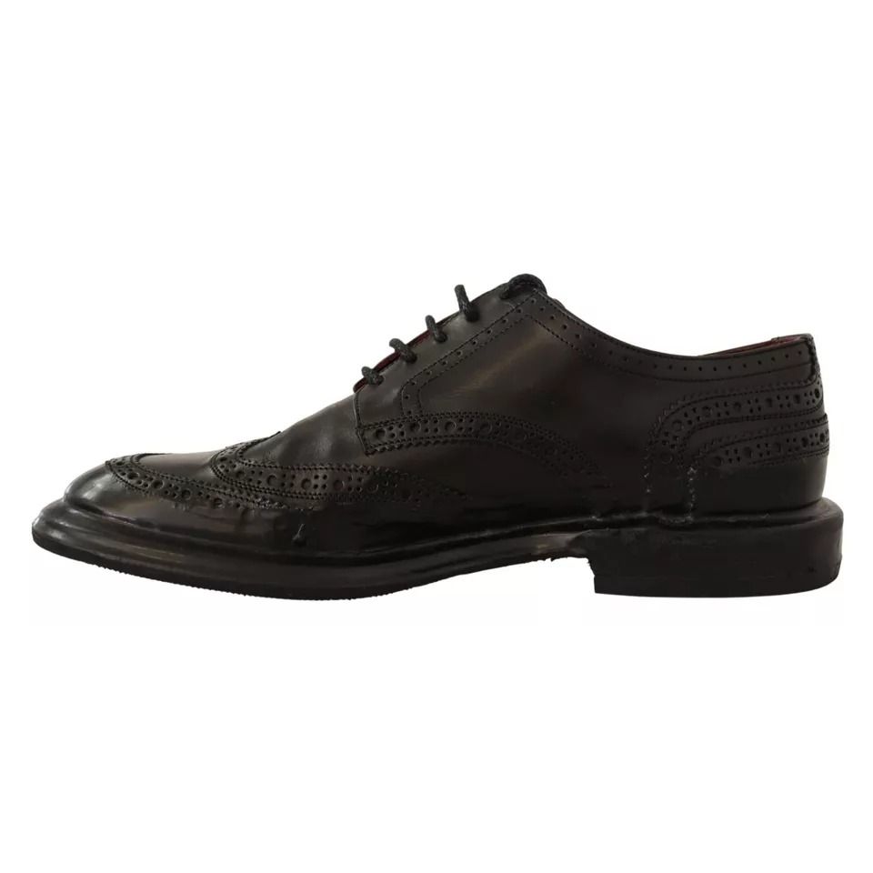 Dolce & Gabbana Black Perforated Leather Lace Up Derby Shoes
