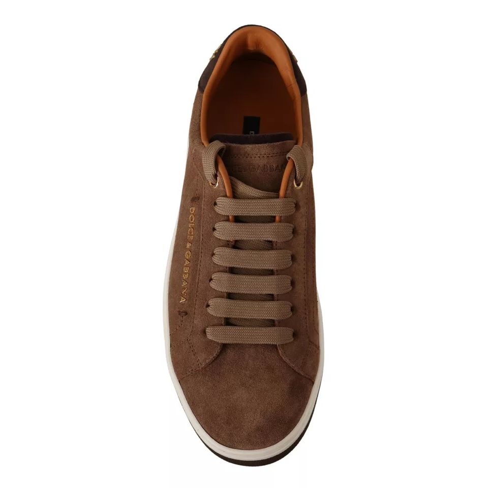 Dolce & Gabbana Brown Suede Logo Low Top Sneakers Men Shoes