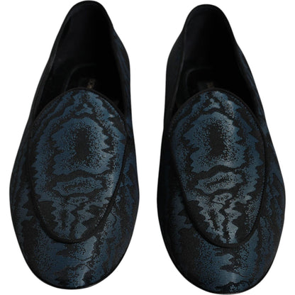 Dolce & Gabbana Blue Black Flats Men Loafers Dress Shoes