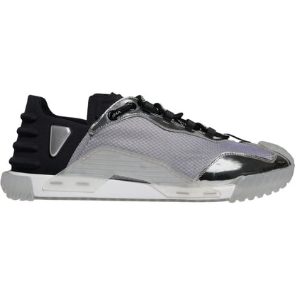 Dolce & Gabbana Silver Black Nylon NS1 Low Top Sneakers Shoes