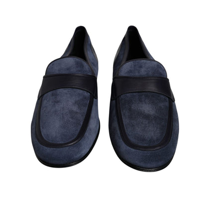 Dolce & Gabbana Blue Suede Leather Shoes Loafer Moccasin Shoes