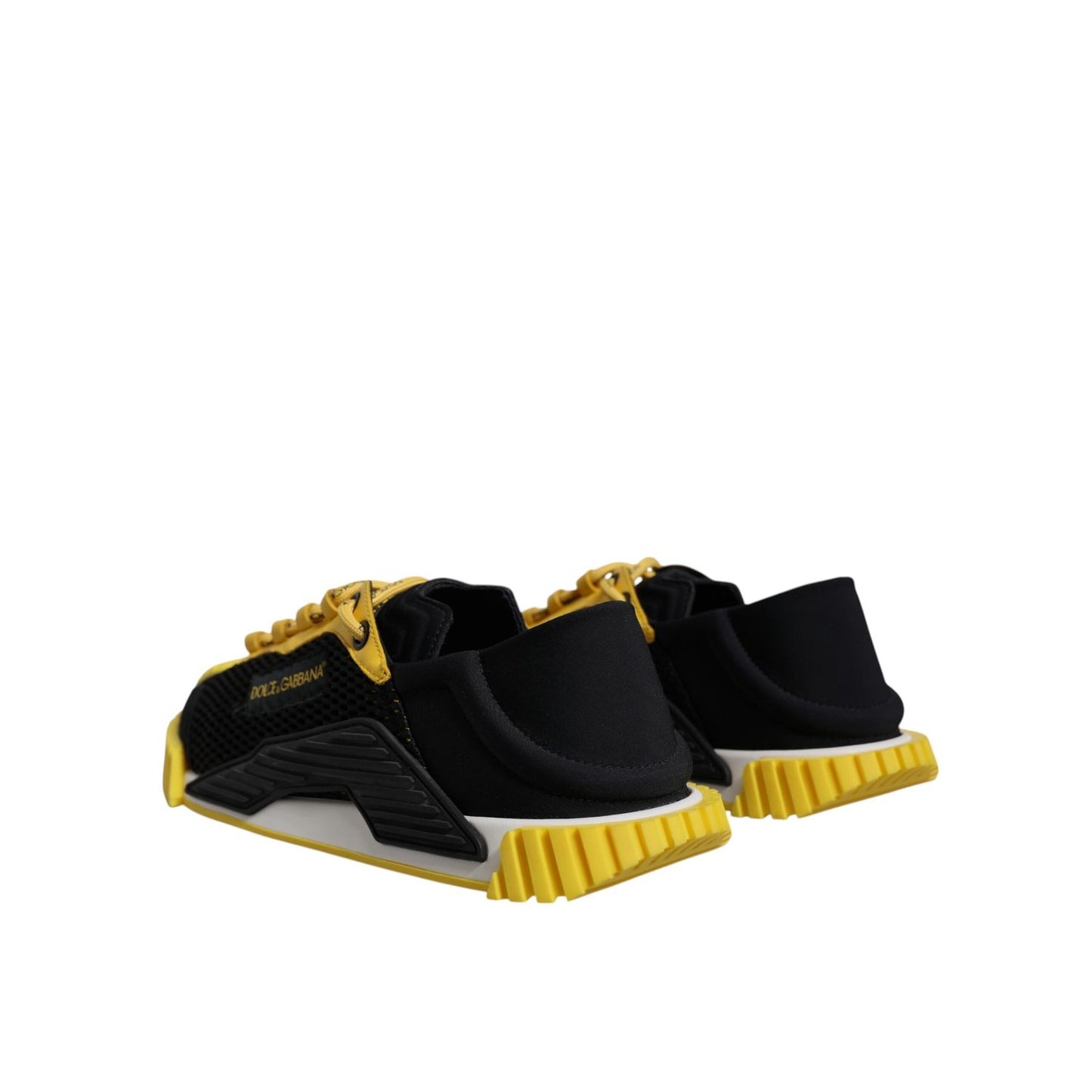 Dolce & Gabbana Black Yellow Low Top NS1 Sneakers Shoes