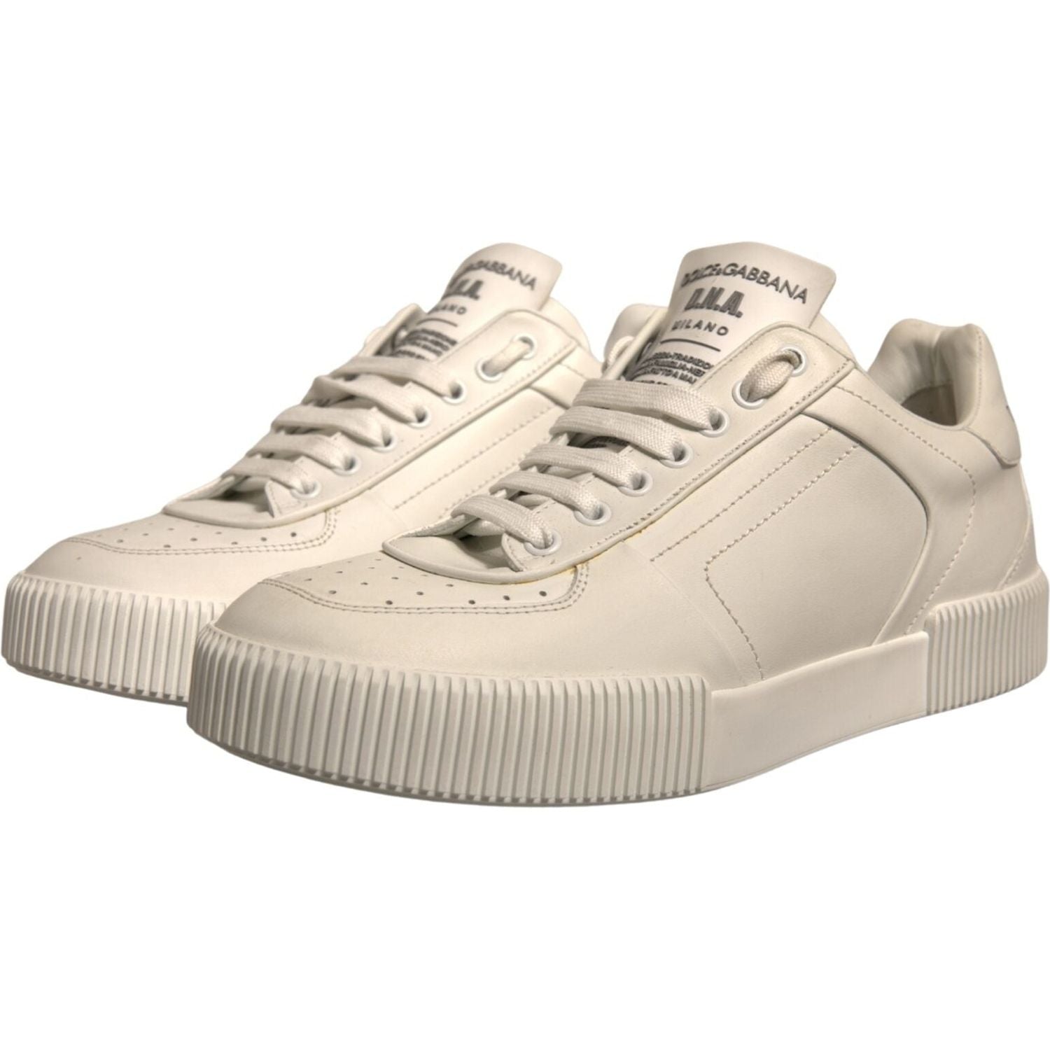 Dolce & Gabbana White Miami Leather Low Top Sneakers Shoes