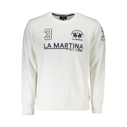 La Martina White Cotton Men Sweater La Martina