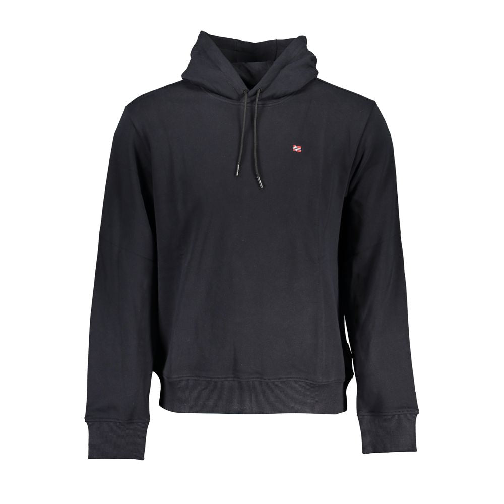 Napapijri Sleek Black Cotton Hooded Sweatshirt Napapijri