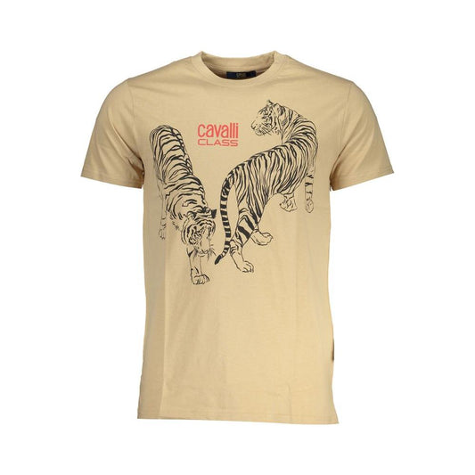 Cavalli Class Beige Cotton T-Shirt