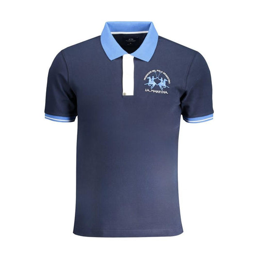 La Martina Blue Cotton Polo Shirt