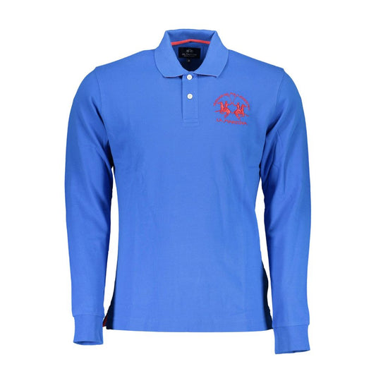 La Martina Blue Cotton Men Polo Shirt La Martina