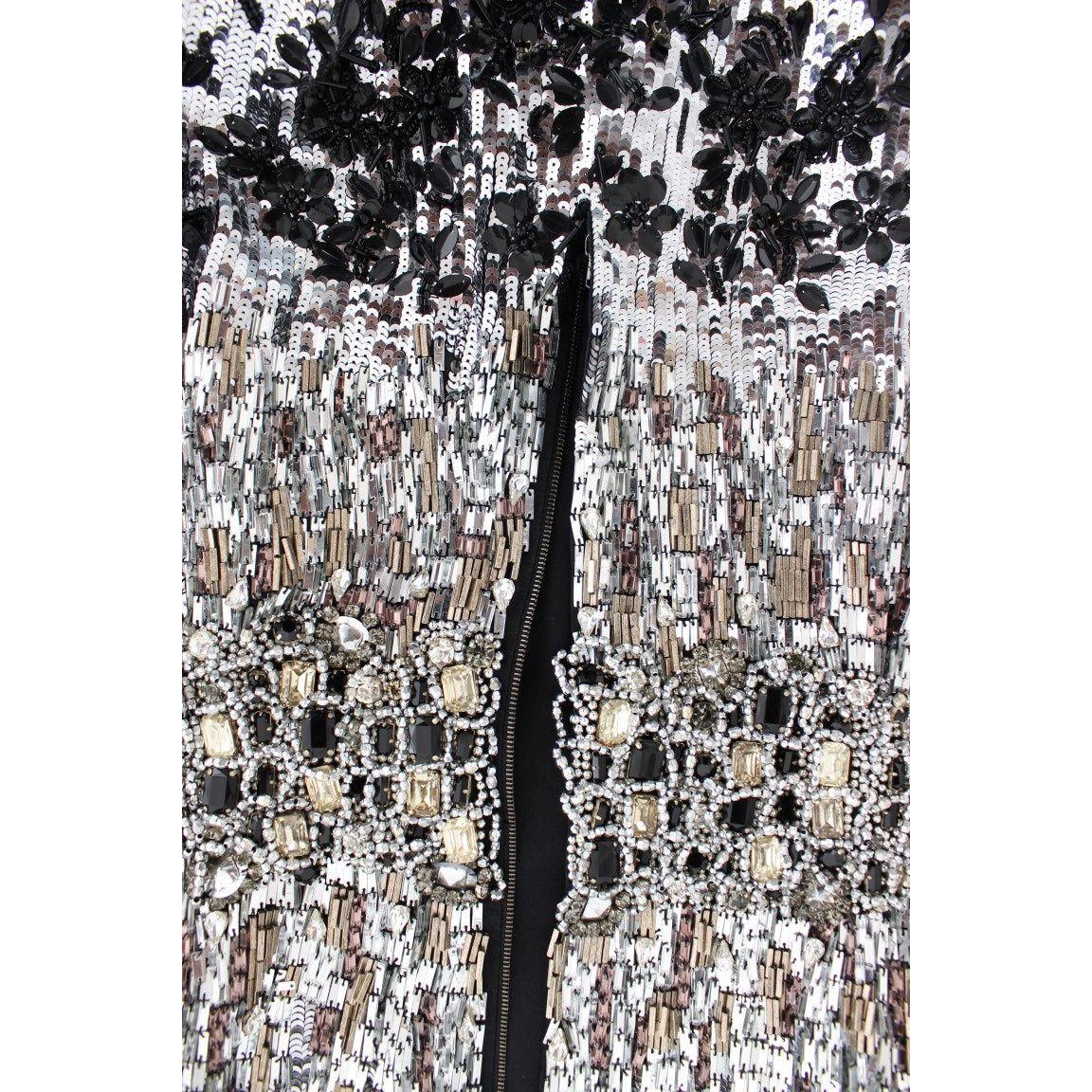 Dolce & Gabbana Silver Crystal Embellished Shift Dress Masterpiece Dolce & Gabbana