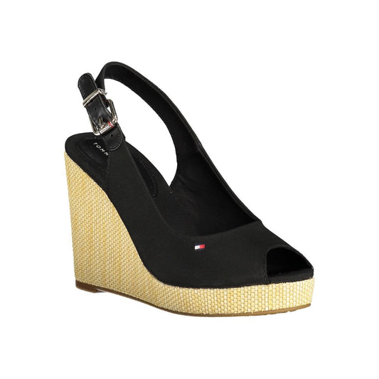 Tommy Hilfiger Black Cotton Women Sandal Tommy Hilfiger