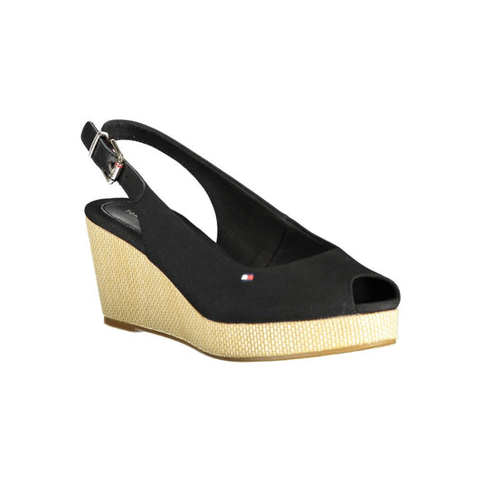 Tommy Hilfiger Black Cotton Women Sandal Tommy Hilfiger