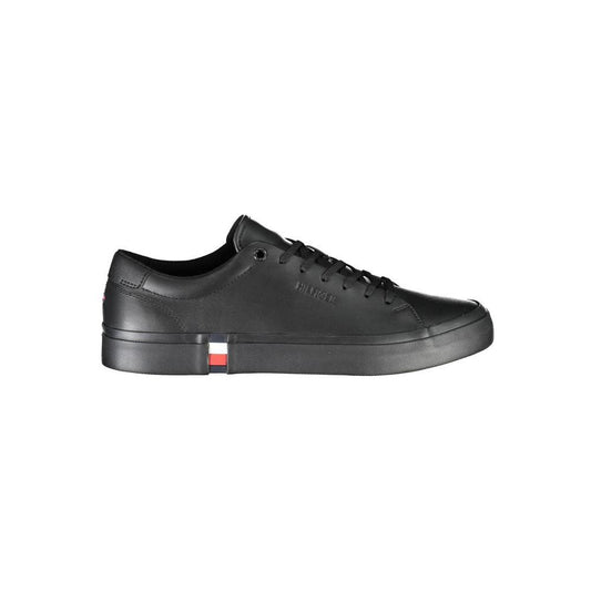 Tommy Hilfiger Black Leather Men Sneaker Tommy Hilfiger